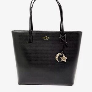 kate spade Black Leather Tote with Star & Moon Charm